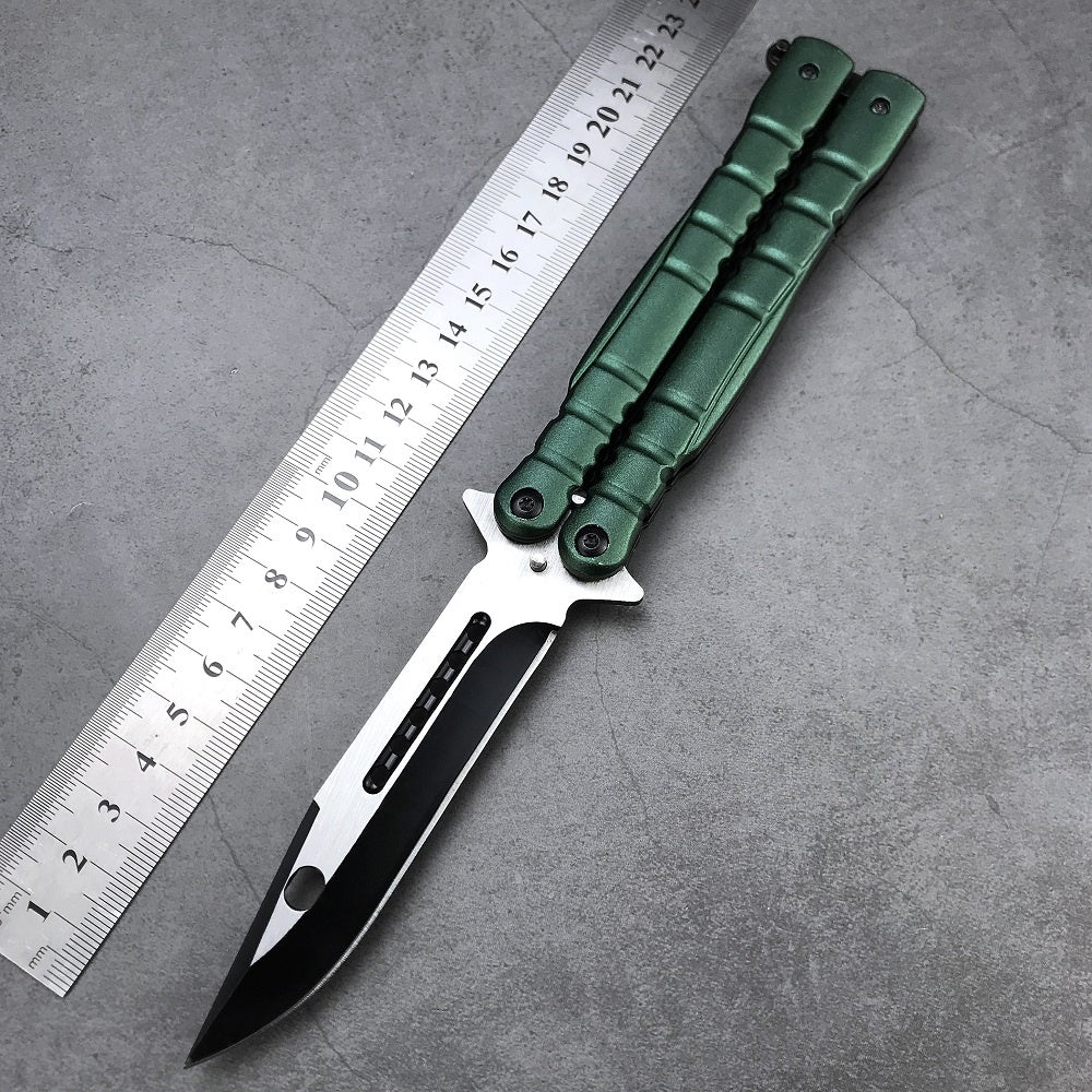 Sharp Blade Butterfly Knife Combat Practice Knives Balisong Trainer Stiletto Knifes Wood Handle Wilderness Pocket Hunting Survival Tool