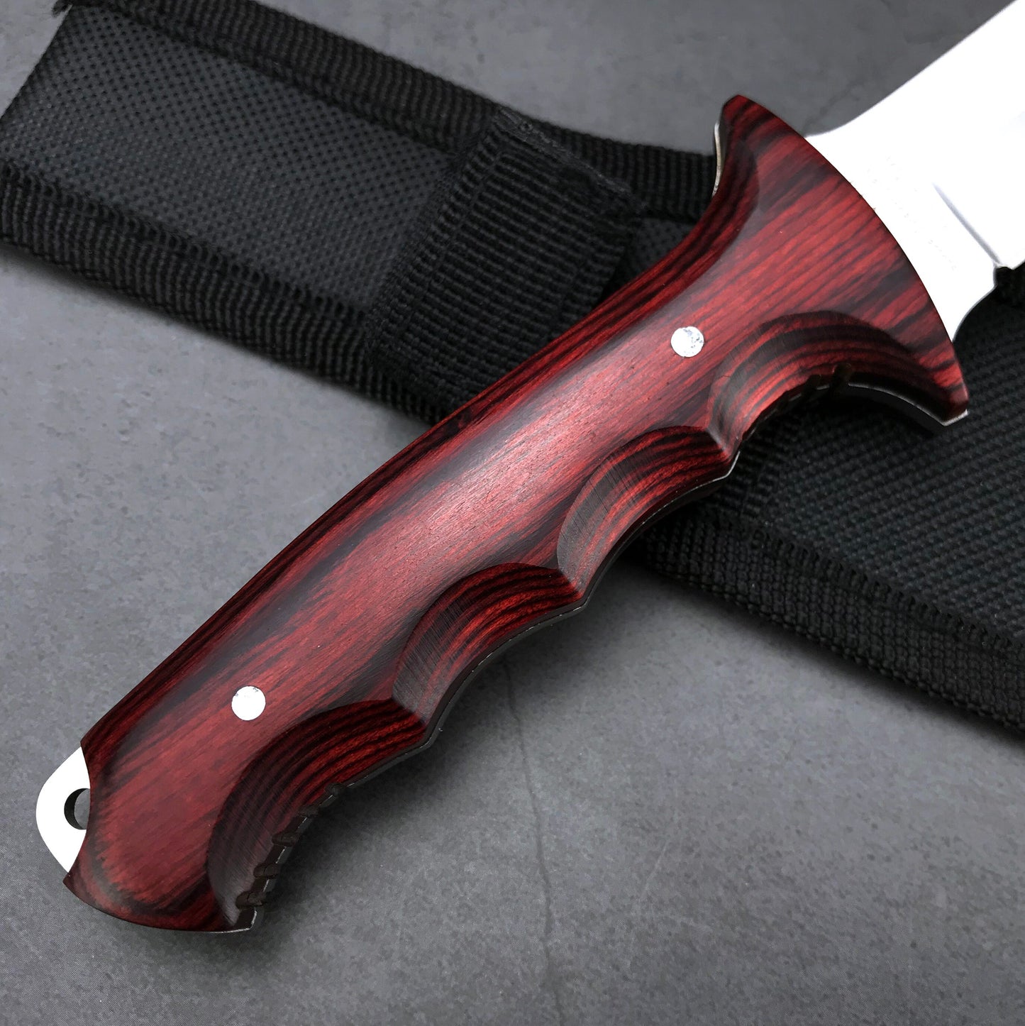 Japanese 440C Outdoor Self-defence Fishing Knife Color Wood Handle Jungle Hunting Knife Sharp Tactical Knife + Nylon Sheath