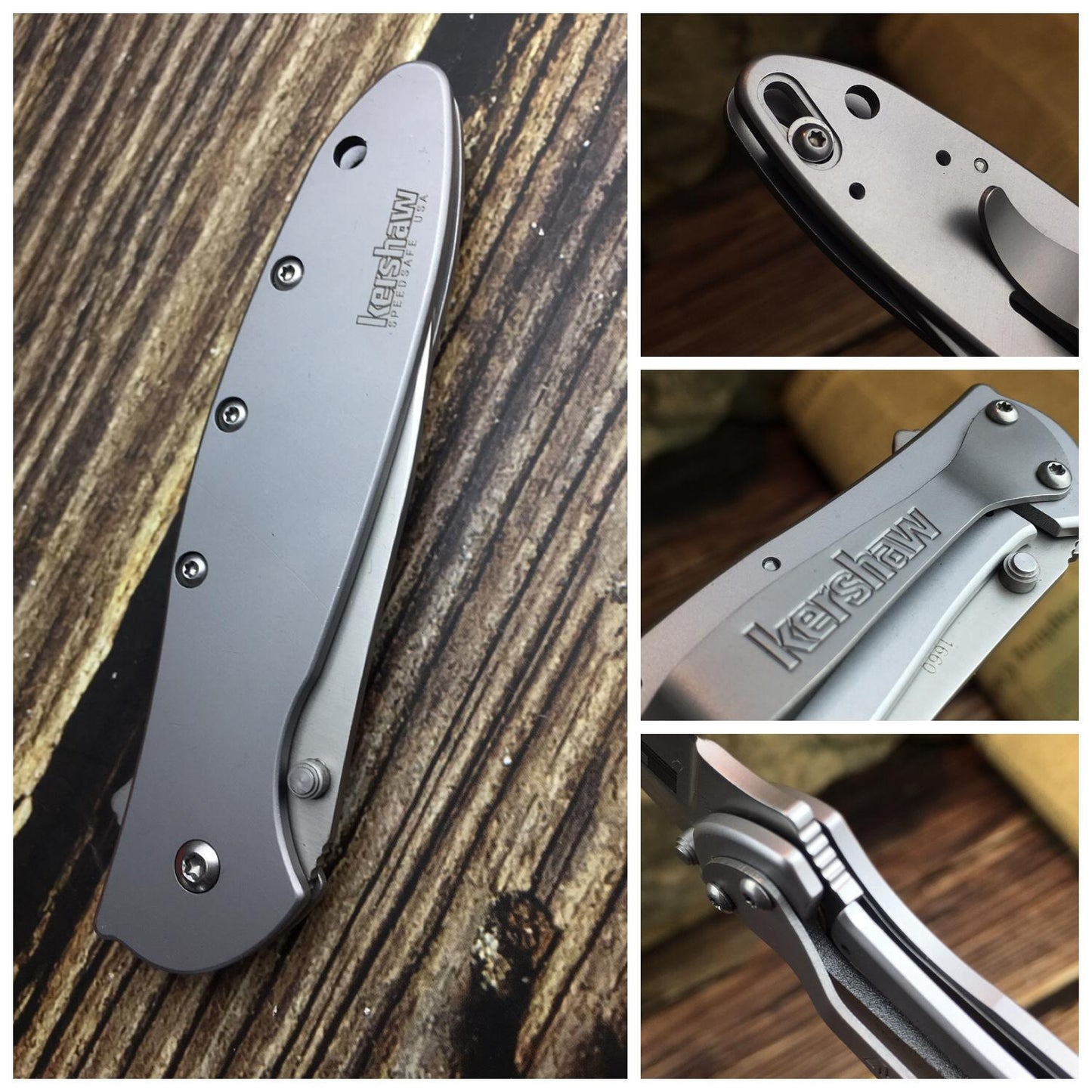 Kershaw 1660 Folding Knife Ken Onion Leek Assisted Flipper Pocket Folding Knife 3"" Bead Blast Plain Blade, Stainless Steel Handles Sandvik 14C28N Blade Best Buy from Outdoor Gear Lab Includes Frame Lock, SpeedSafe Assisted Opening and Reversible Pocketcl