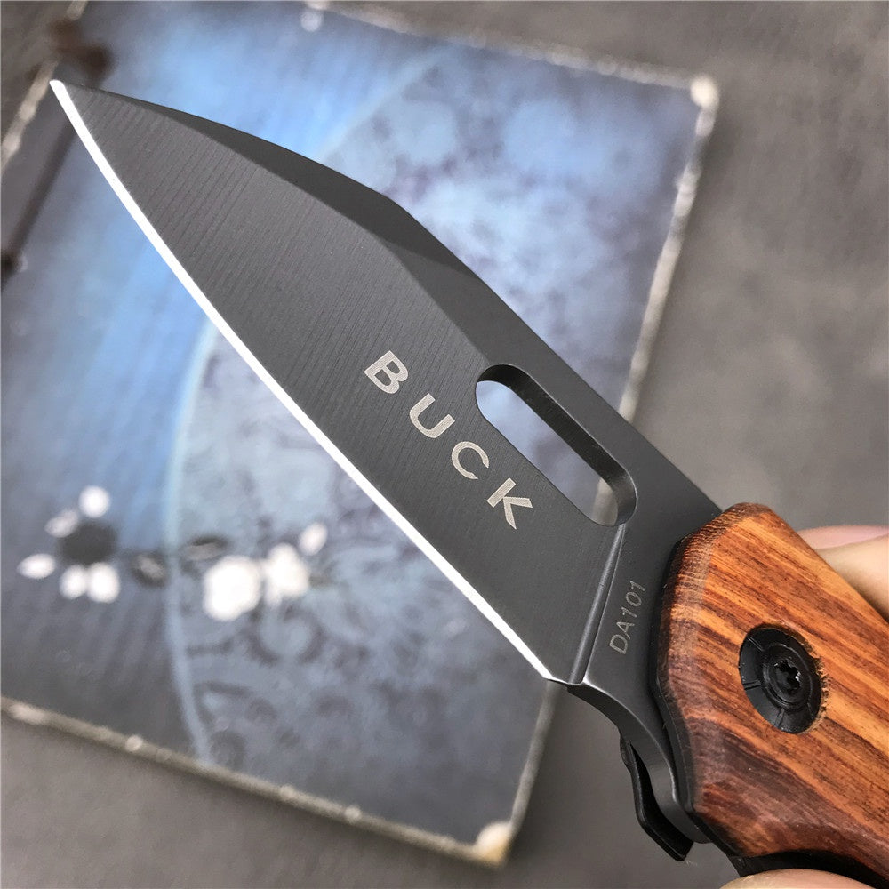 BUCK DA101 Pocket Folding Knife 440C Blade Knife Wooden Handle Mini Outdoor Survival Multifunction Folding Knife Gifts Box