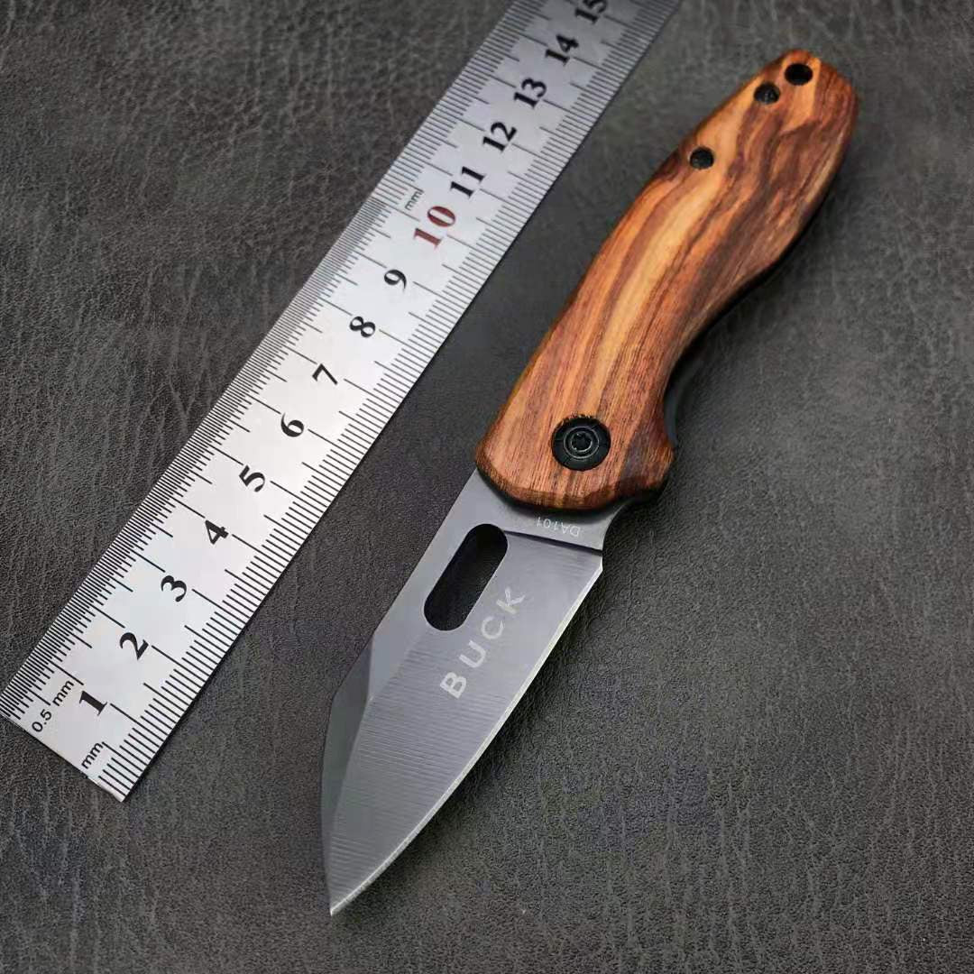 BUCK DA101 Pocket Folding Knife 440C Blade Knife Wooden Handle Mini Outdoor Survival Multifunction Folding Knife Gifts Box