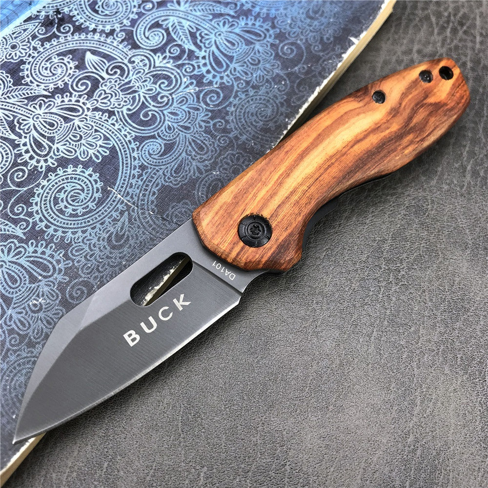 BUCK DA101 Pocket Folding Knife 440C Blade Knife Wooden Handle Mini Outdoor Survival Multifunction Folding Knife Gifts Box