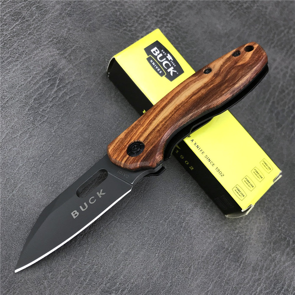 BUCK DA101 Pocket Folding Knife 440C Blade Knife Wooden Handle Mini Outdoor Survival Multifunction Folding Knife Gifts Box