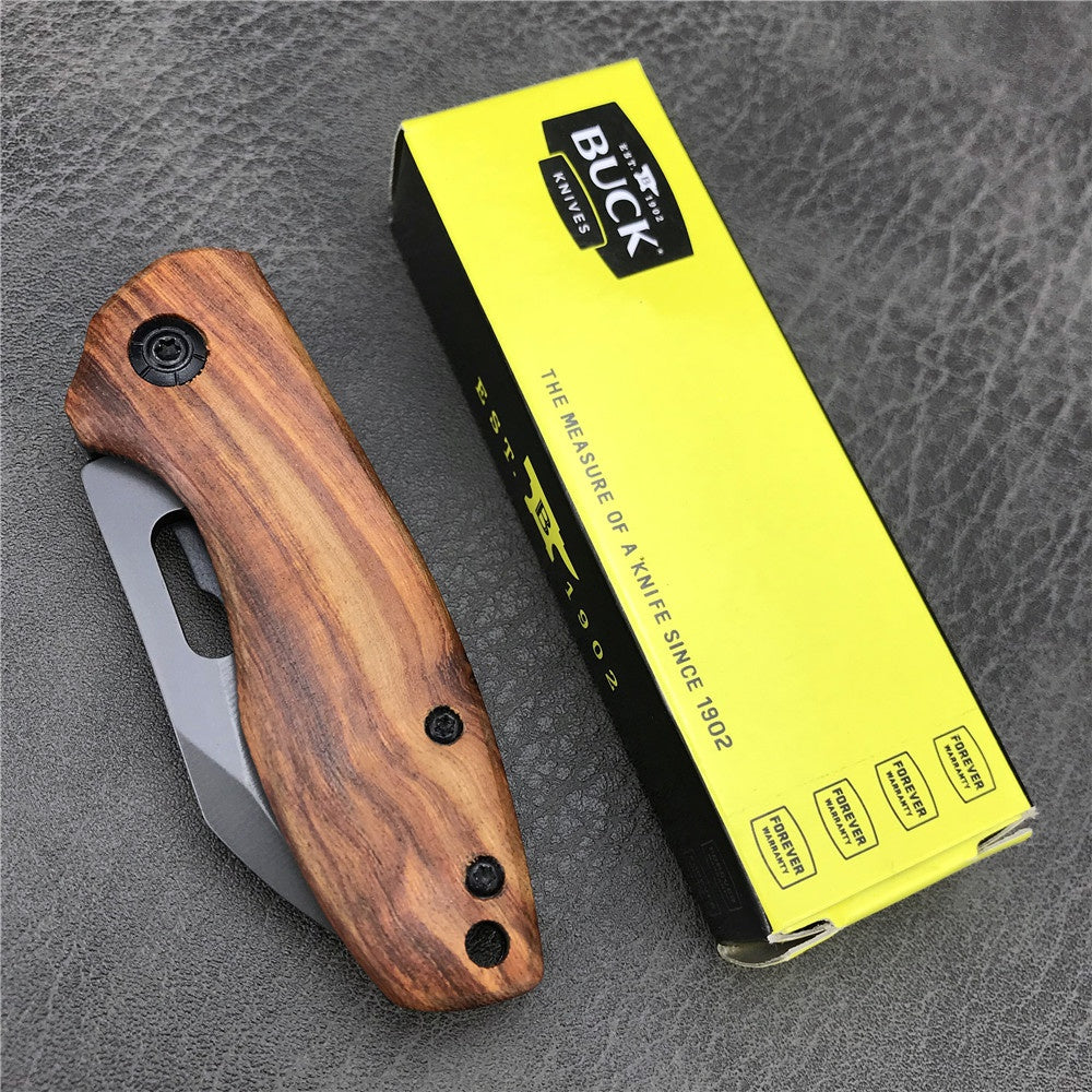 BUCK DA101 Pocket Folding Knife 440C Blade Knife Wooden Handle Mini Outdoor Survival Multifunction Folding Knife Gifts Box