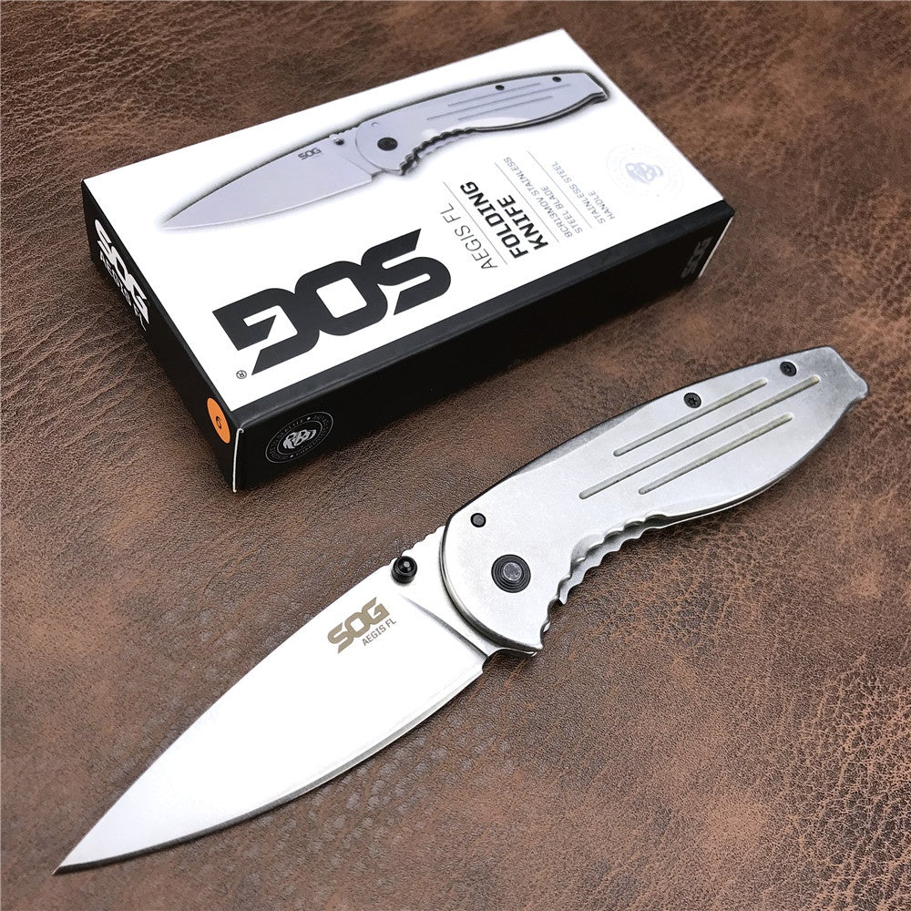 SOG Aegis FL AE31BX-8389 Folding knife Stone wash All steel Outdoor tactical knife 8CR13MoV Camping knife edc Hunting tools Gift Box