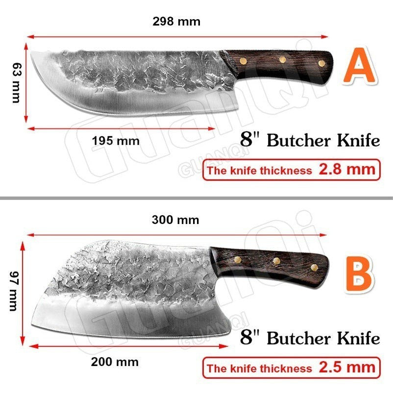 Forged Kitchen Stainless Steel Butcher Knife Meat Cleaver Butcher Knife Handmade Forged Sharp Cleaver Wide Blade Professional Butcher Knife Utility Vegetable Knives Kitchen Professional Chef Knives High Quality Stainless Steel Kitchen Butcher Cleaver Knif