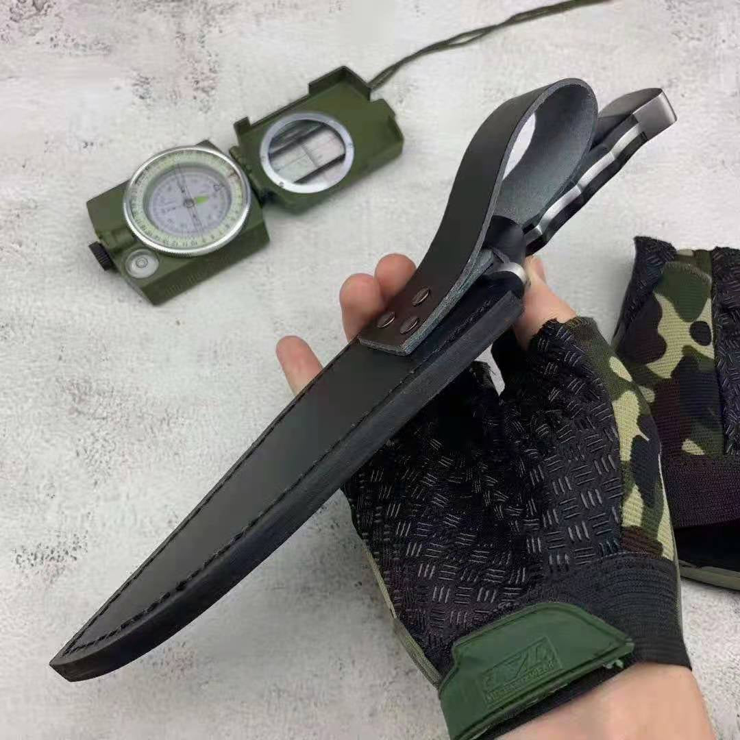 2021 New Outdoor Knife Color Wood Tactical Straight Knife High Hardness Dagger Field Survival Saber Defensive Knife Gift Leahter Sheath