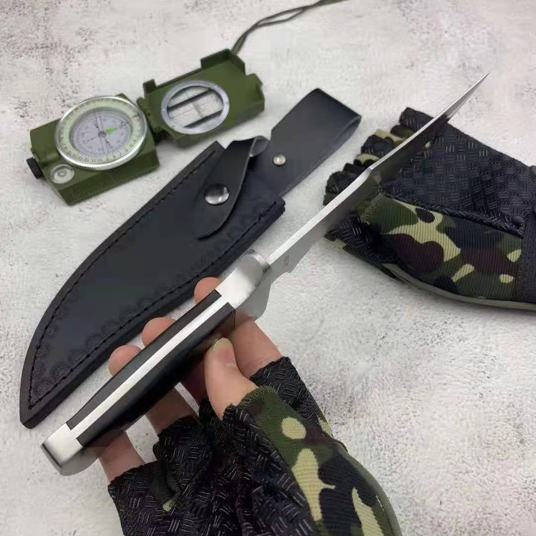 2021 New Outdoor Knife Color Wood Tactical Straight Knife High Hardness Dagger Field Survival Saber Defensive Knife Gift Leahter Sheath