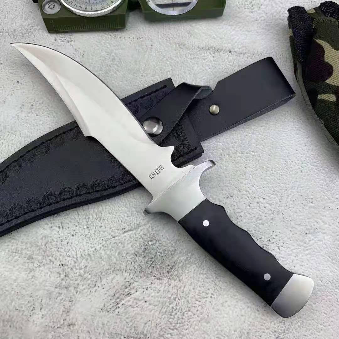 2021 New Outdoor Knife Color Wood Tactical Straight Knife High Hardness Dagger Field Survival Saber Defensive Knife Gift Leahter Sheath