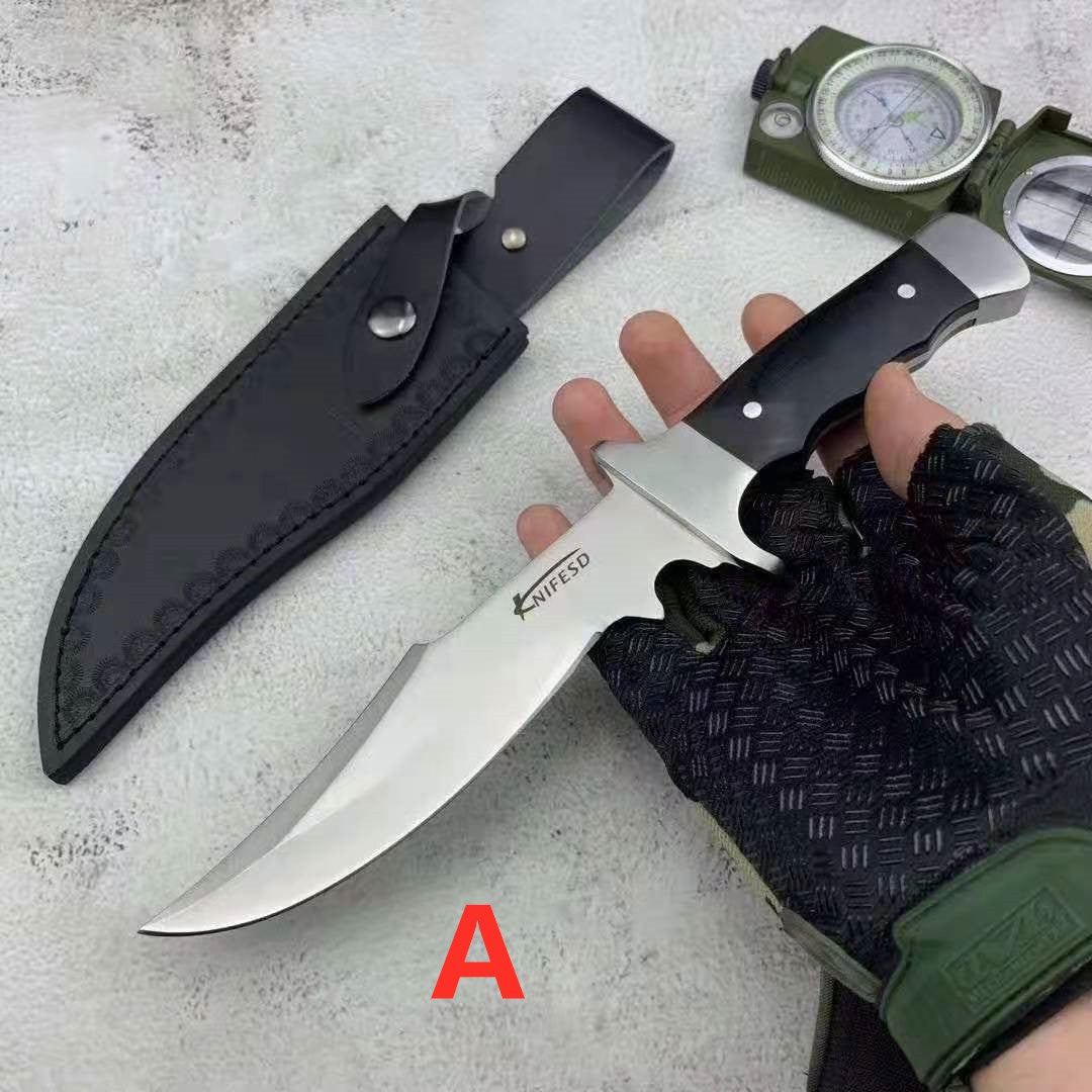 2021 New Outdoor Knife Color Wood Tactical Straight Knife High Hardness Dagger Field Survival Saber Defensive Knife Gift Leahter Sheath