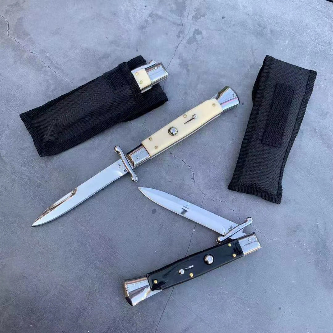 NEW ITALY AKC Stiletto Switchblade Spring Knife Automatic Knives Quick Opening Assisted Camping Tactical Tools