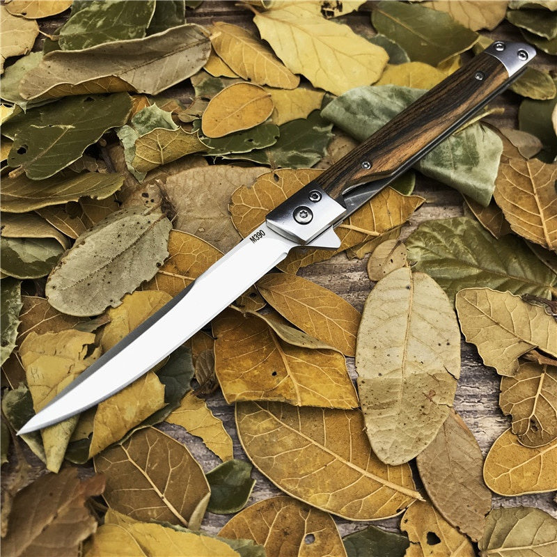 New M390 Blade Folding knife Tactical Knife Self Pocket Defense High Hardness Fruit Knife EDC Tools Gift Leather Sheath