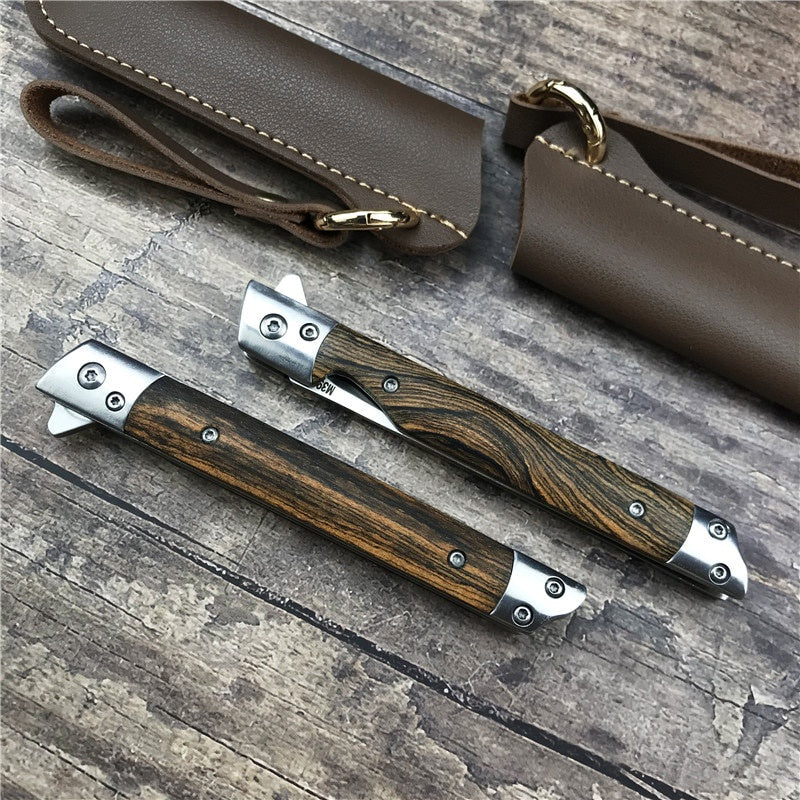 New M390 Blade Folding knife Tactical Knife Self Pocket Defense High Hardness Fruit Knife EDC Tools Gift Leather Sheath