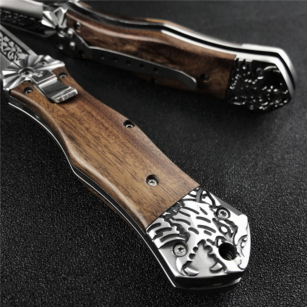 NEW SPRING ASSISTED OPEN KNIVES CARVED HANDLE OTF AUTO Out The Blade Tactical Survival EDC Camping Tools Drop Ship