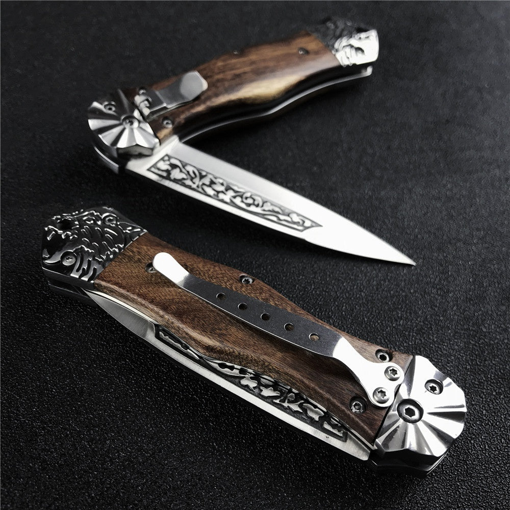 NEW SPRING ASSISTED OPEN KNIVES CARVED HANDLE OTF AUTO Out The Blade Tactical Survival EDC Camping Tools Drop Ship