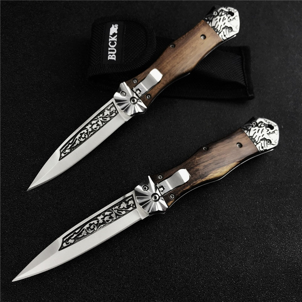 NEW SPRING ASSISTED OPEN KNIVES CARVED HANDLE OTF AUTO Out The Blade Tactical Survival EDC Camping Tools Drop Ship