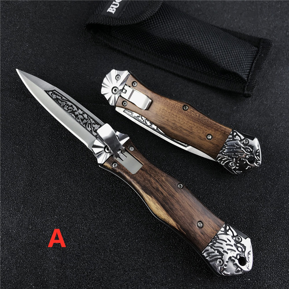 NEW SPRING ASSISTED OPEN KNIVES CARVED HANDLE OTF AUTO Out The Blade Tactical Survival EDC Camping Tools Drop Ship