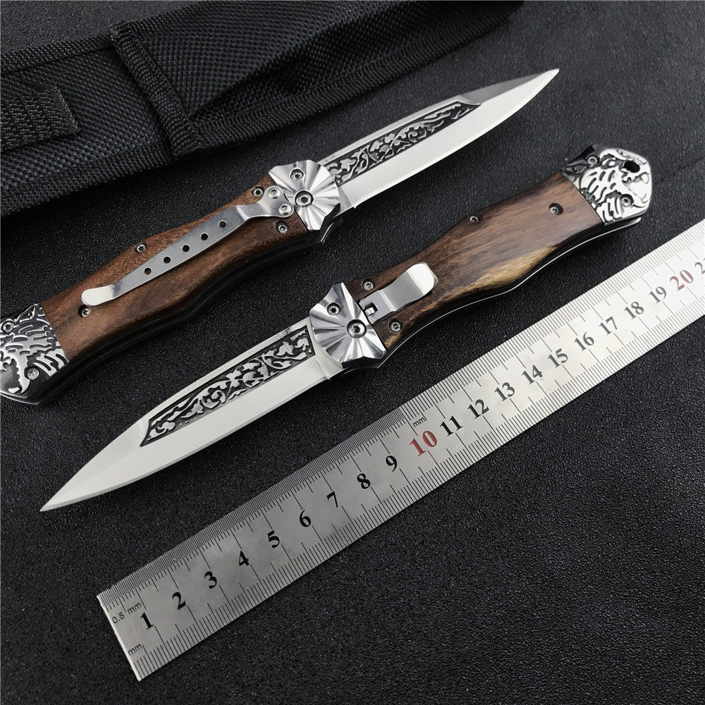 NEW SPRING ASSISTED OPEN KNIVES CARVED HANDLE OTF AUTO Out The Blade Tactical Survival EDC Camping Tools Drop Ship