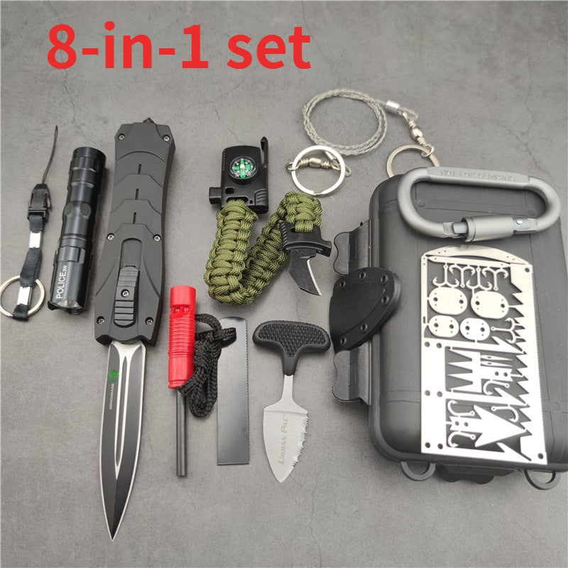 New Product Upgrades |Card Knife+Push Knife + Gifts Knives Set Tactical OTF AUTOMATIC Spring Knife Fixed Blades Double Switchblade Edge Survival outdoor multitool Tanto Hunting tools