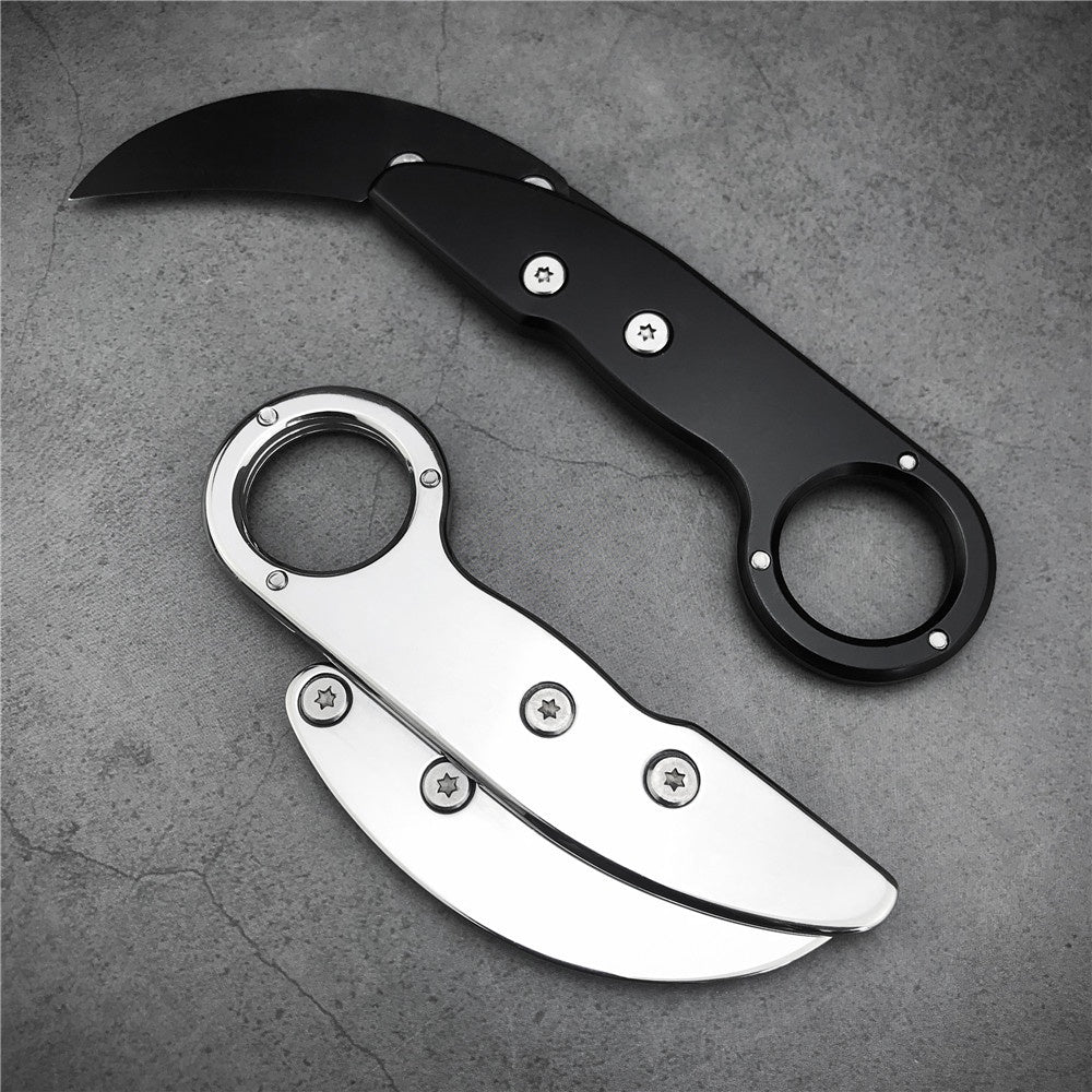 Stainless Steel Mechanical Folding Knife Karambit Claw Knife Survival Ring Knife Pocket Tactical Tools Mini EDC Tool Camping Fishing Knives