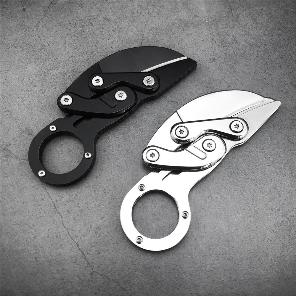 Stainless Steel Mechanical Folding Knife Karambit Claw Knife Survival Ring Knife Pocket Tactical Tools Mini EDC Tool Camping Fishing Knives