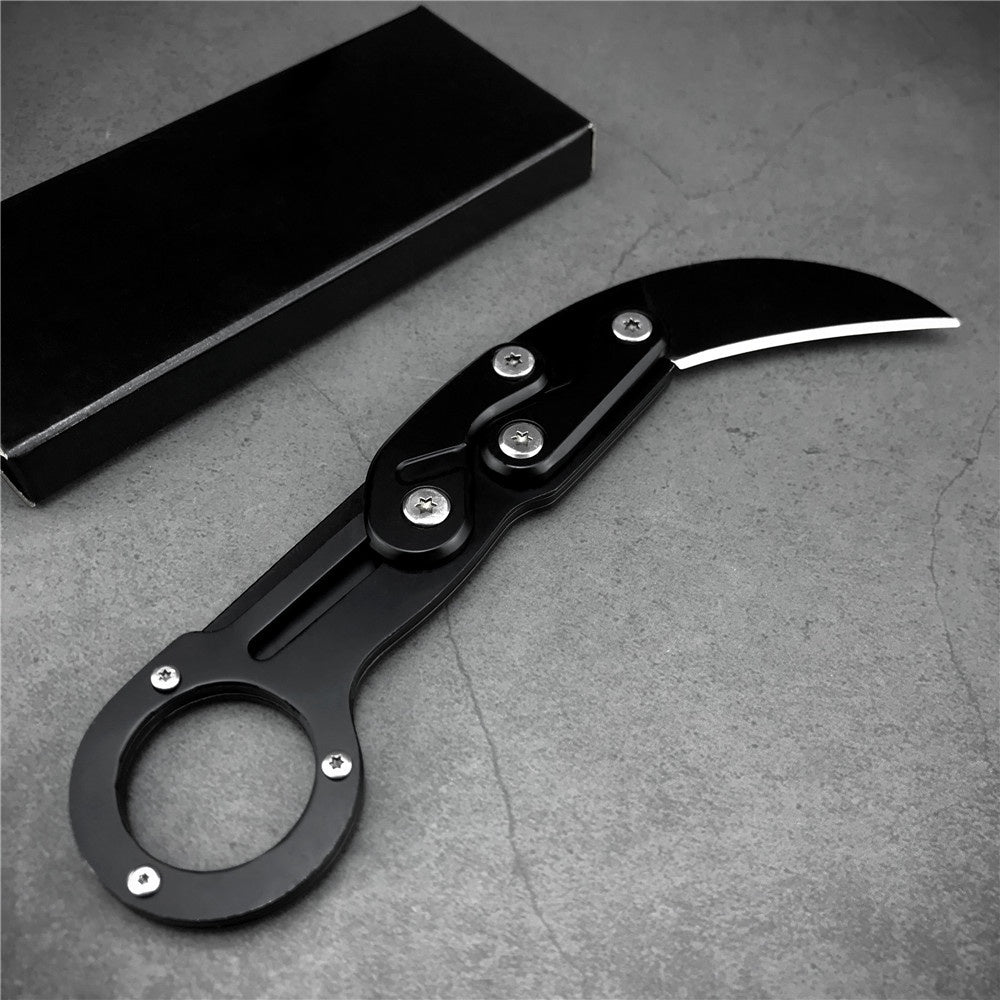 Stainless Steel Mechanical Folding Knife Karambit Claw Knife Survival Ring Knife Pocket Tactical Tools Mini EDC Tool Camping Fishing Knives