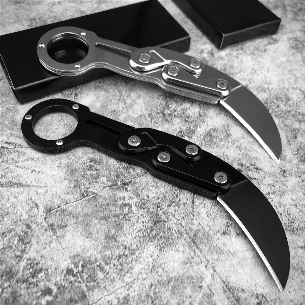 Stainless Steel Mechanical Folding Knife Karambit Claw Knife Survival Ring Knife Pocket Tactical Tools Mini EDC Tool Camping Fishing Knives