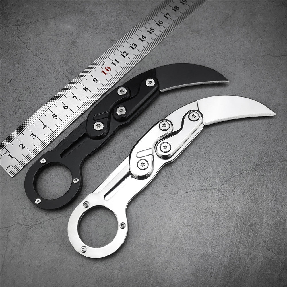 Stainless Steel Mechanical Folding Knife Karambit Claw Knife Survival Ring Knife Pocket Tactical Tools Mini EDC Tool Camping Fishing Knives