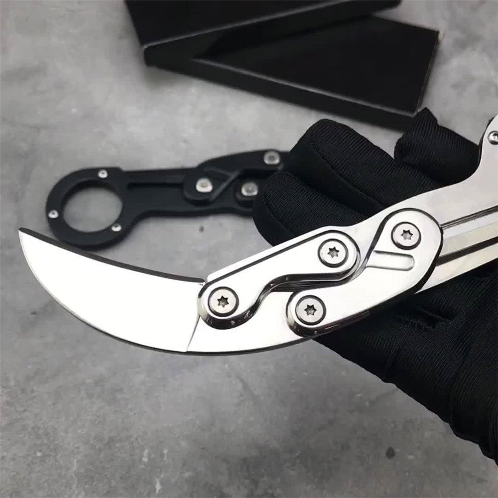 Stainless Steel Mechanical Folding Knife Karambit Claw Knife Survival Ring Knife Pocket Tactical Tools Mini EDC Tool Camping Fishing Knives