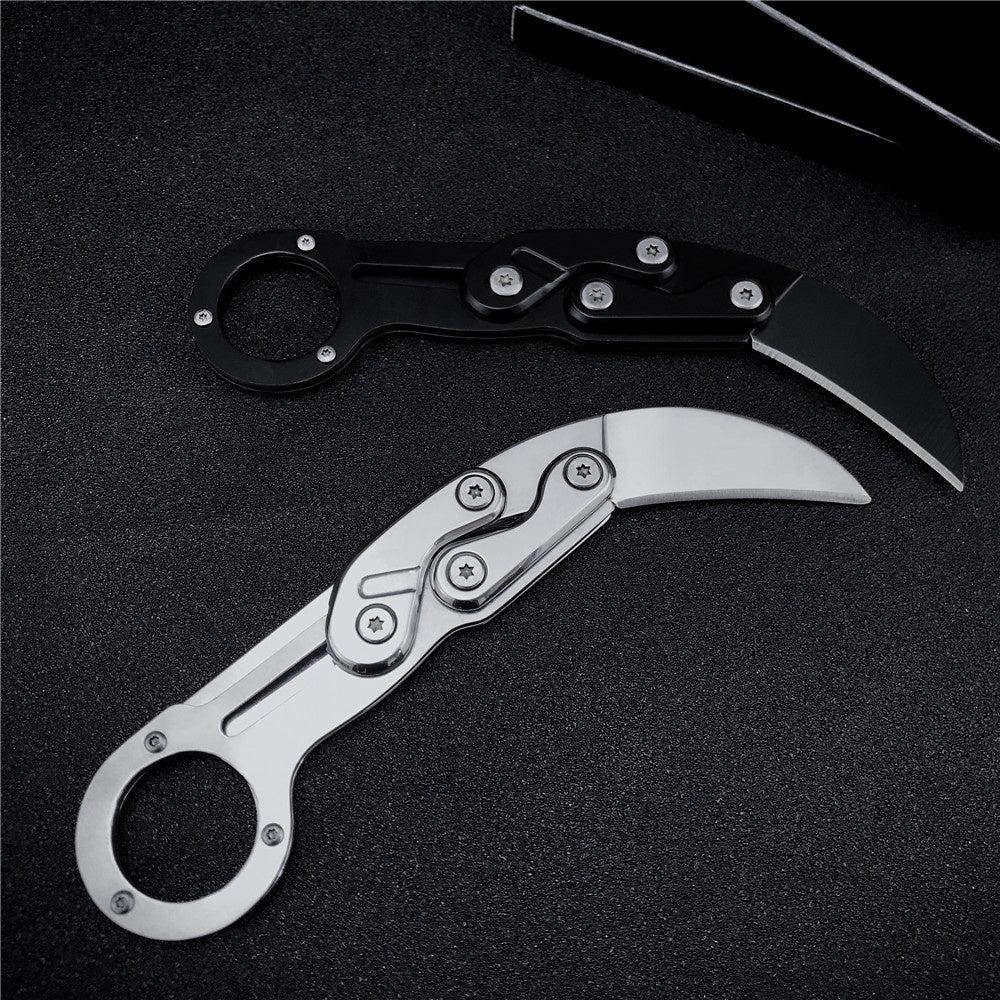 Stainless Steel Mechanical Folding Knife Karambit Claw Knife Survival Ring Knife Pocket Tactical Tools Mini EDC Tool Camping Fishing Knives