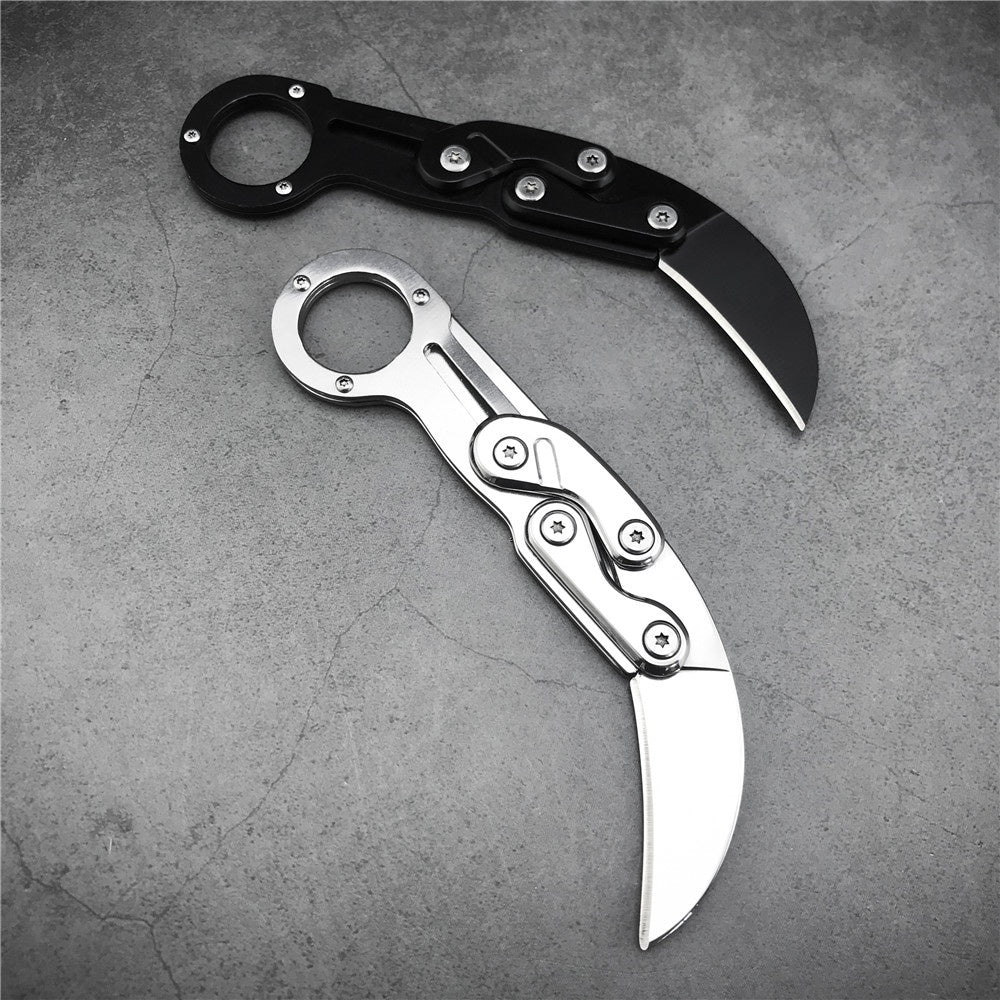 Stainless Steel Mechanical Folding Knife Karambit Claw Knife Survival Ring Knife Pocket Tactical Tools Mini EDC Tool Camping Fishing Knives