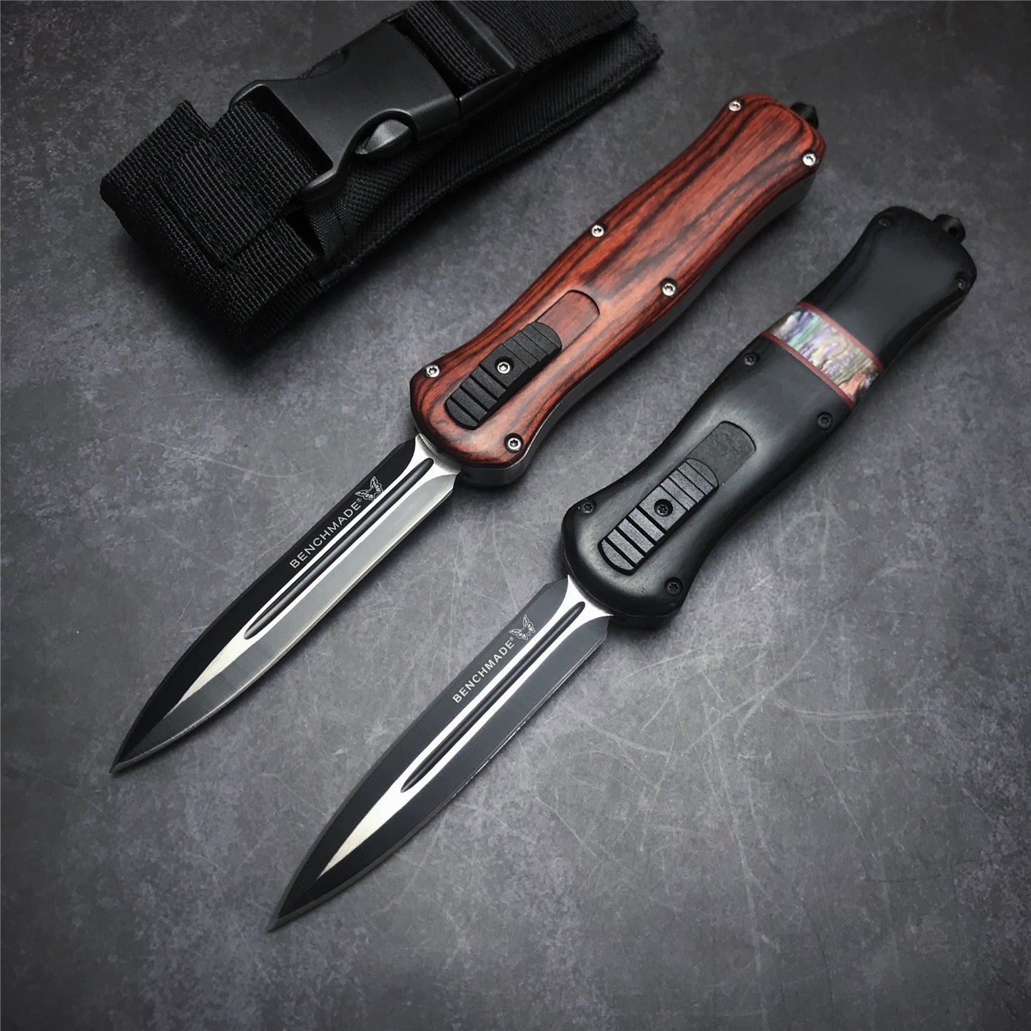 2021 BENCHMADE heretic quick jump spring switch auxiliary straight out dagger automatic OTF knife arrow double blade outdoor camping hunting tactical knife