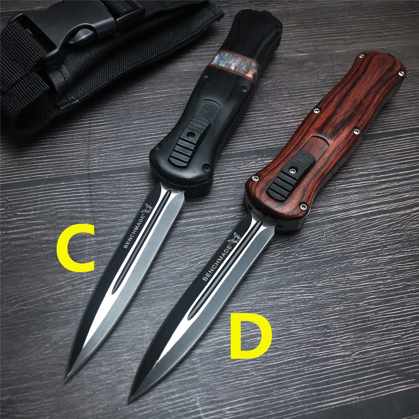 2021 BENCHMADE heretic quick jump spring switch auxiliary straight out dagger automatic OTF knife arrow double blade outdoor camping hunting tactical knife