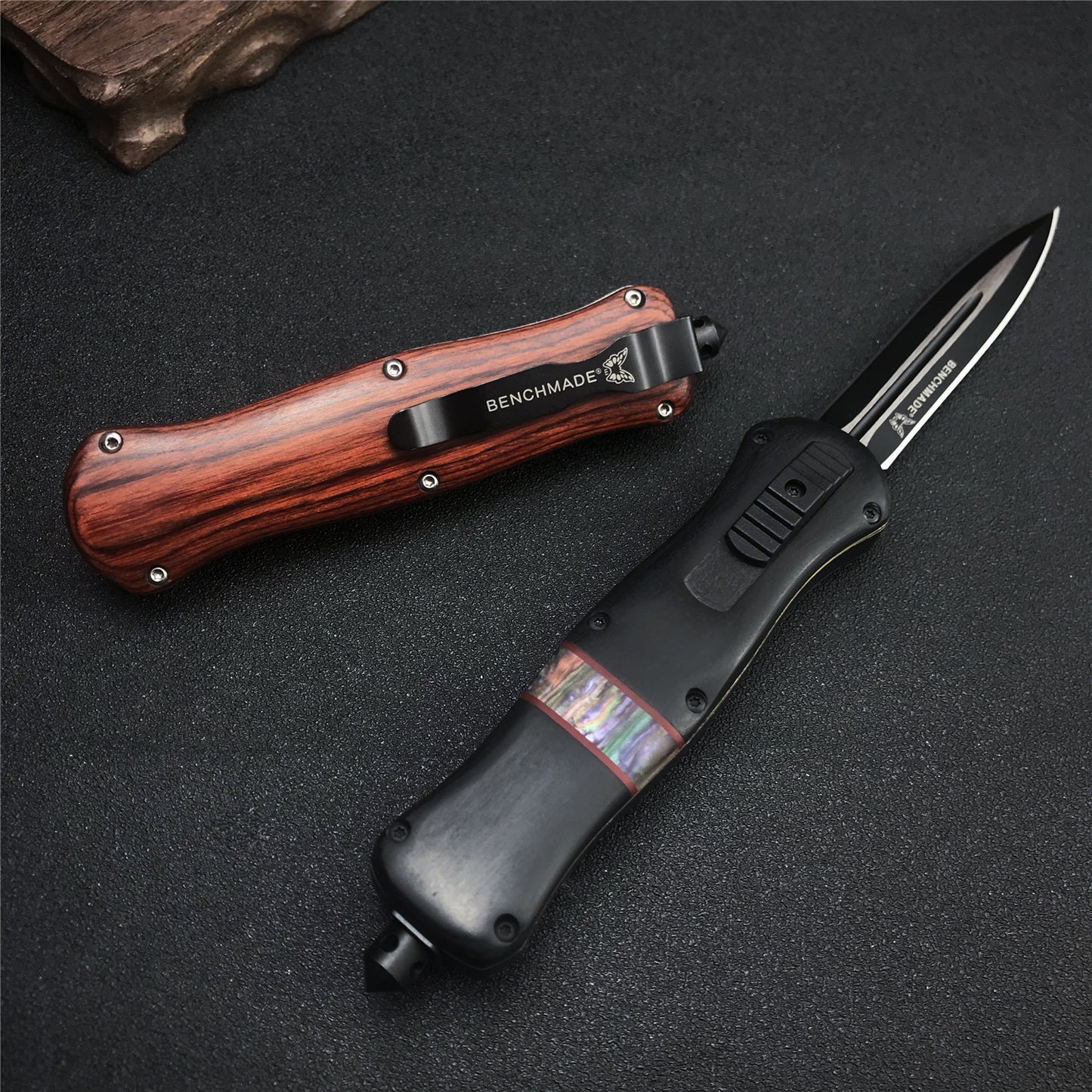2021 BENCHMADE heretic quick jump spring switch auxiliary straight out dagger automatic OTF knife arrow double blade outdoor camping hunting tactical knife
