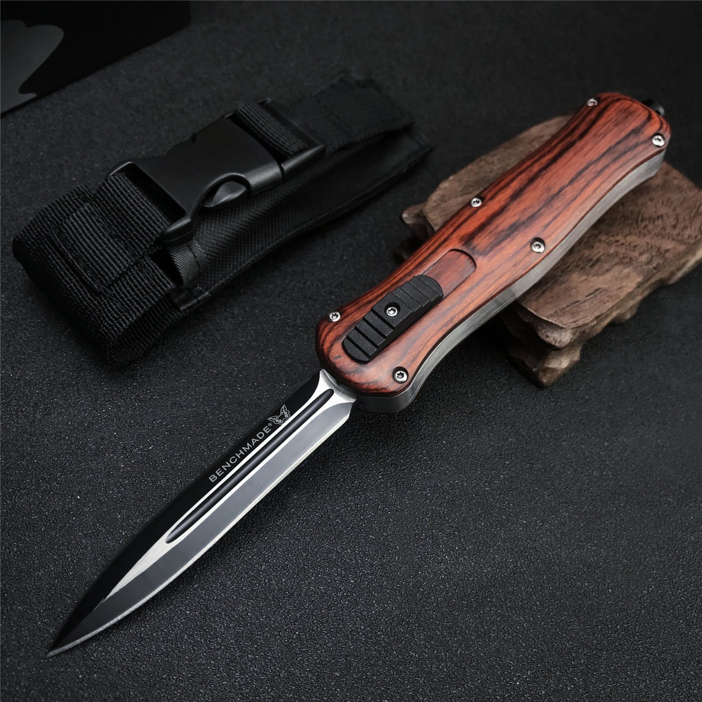 2021 BENCHMADE heretic quick jump spring switch auxiliary straight out dagger automatic OTF knife arrow double blade outdoor camping hunting tactical knife
