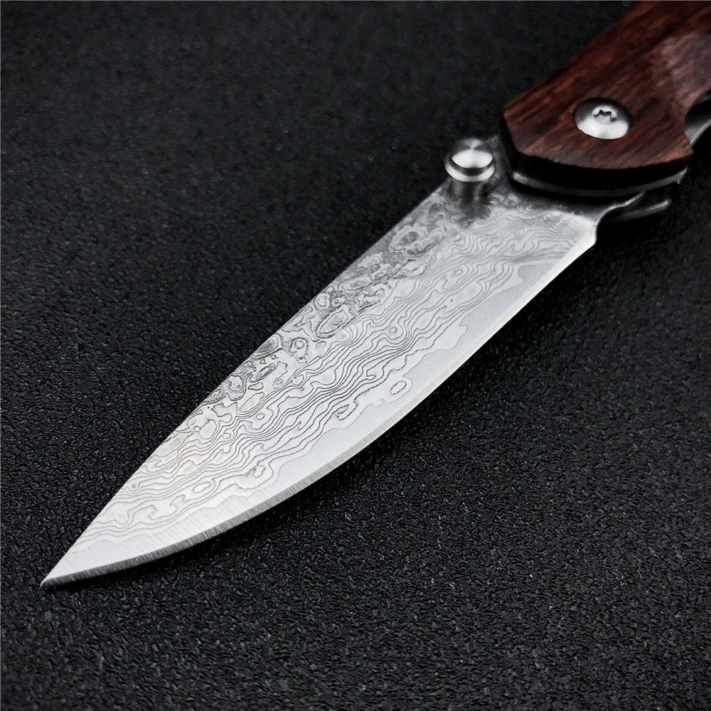 VG10 Damascus Steel Outdoor Tactical Folding Knives Rosewood Handle Knife Handmade Survival Rescue Tools camping Hunting Knife EDC tools