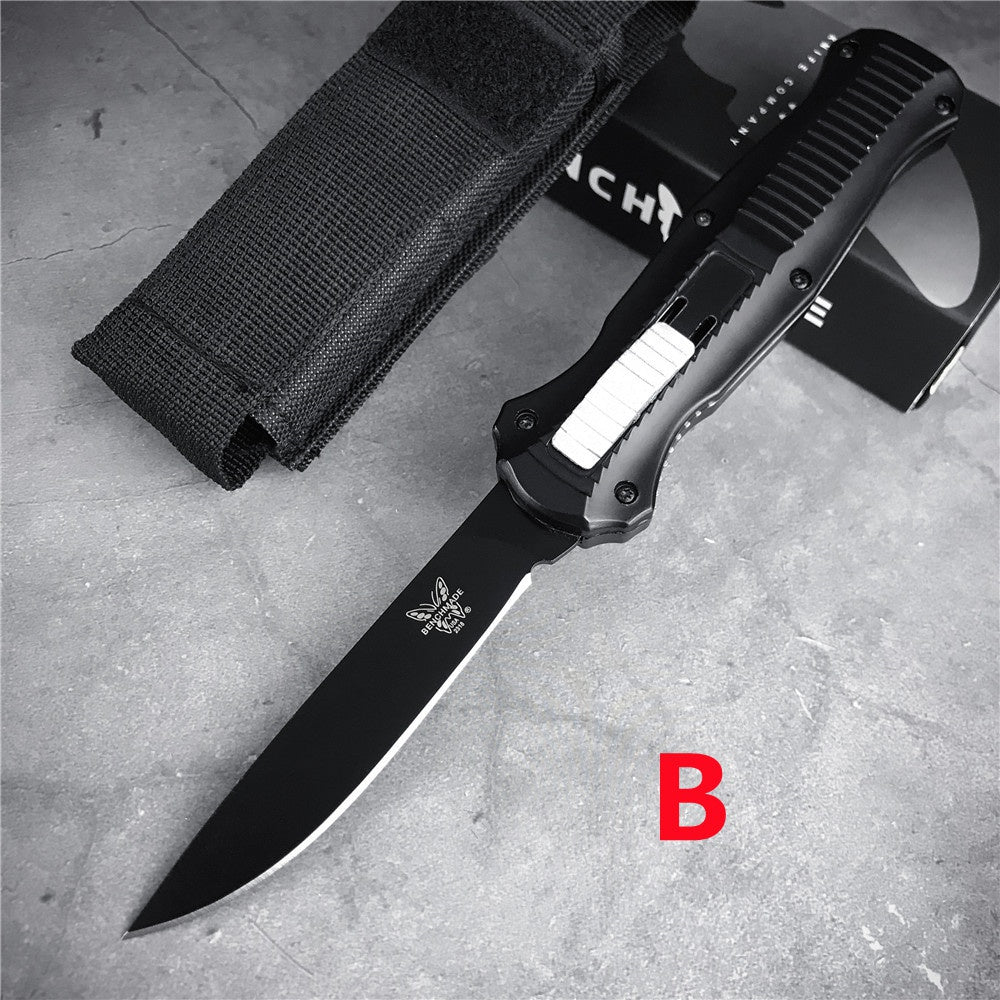 Benchmade 3300bk INFIDEL Ambidextrous Thumb Slide OTF Automatic Switchblade Knifes D2 Steel Double Edged Tactical Daggers With Black Anodized Multifunctional Handle