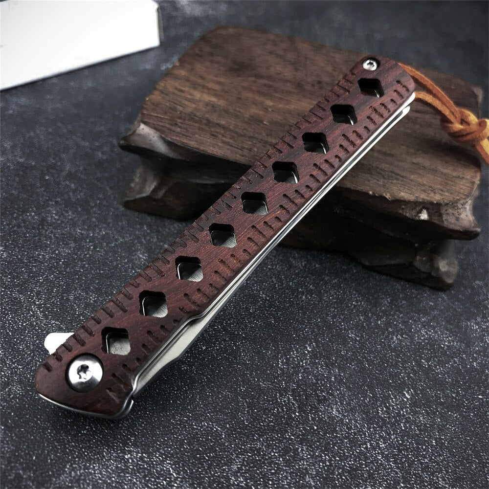 EDC Folding Knife 8CR13MOV Padauk Handle Blade Tactical Camping Survival Combat Pocket Knives EDC Hunting Multi Tools Knife Gift