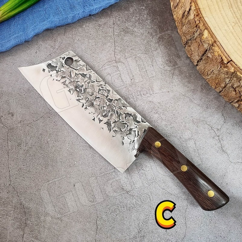 High Carbon Steel Kitchen Knife Kitchen Chopping Knife Traditional Meat Cleaver Hand Forged Butcher Knife Kitchen Chef's Vegetable Chopping and Slicing Cooking Tool Multi-function Kitchen Scissors Kitchen Knives Wood Handle Cleaver Knife Handmade Chef Kni