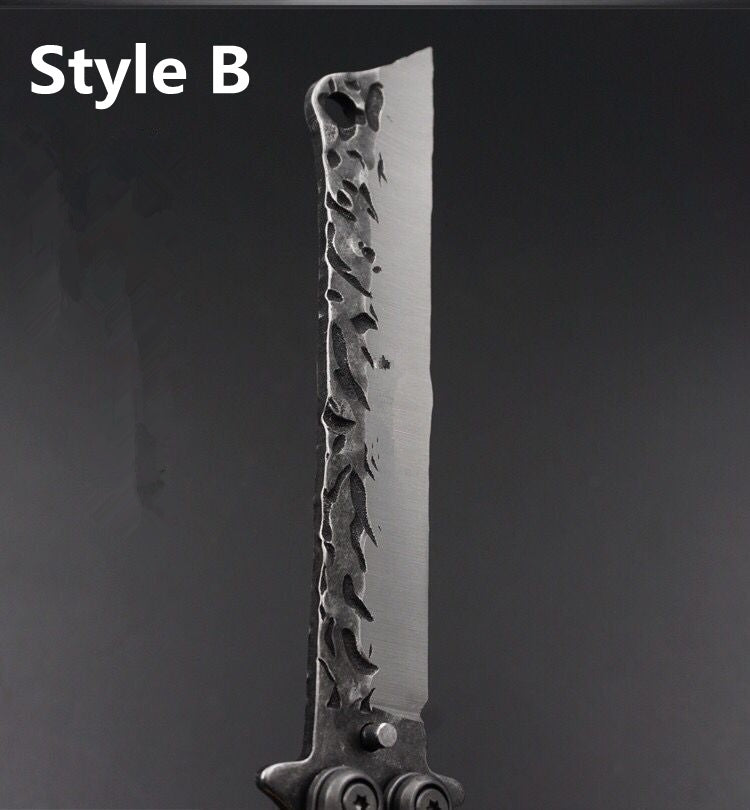 2021 NEW Handmade Sharp Razor Blade Tactical Butterfly Knives Trainer Flipping Balisong Practice Knife Tanto Wood Handle Outdoor Survival Combat Hunting Knife Christmas gift