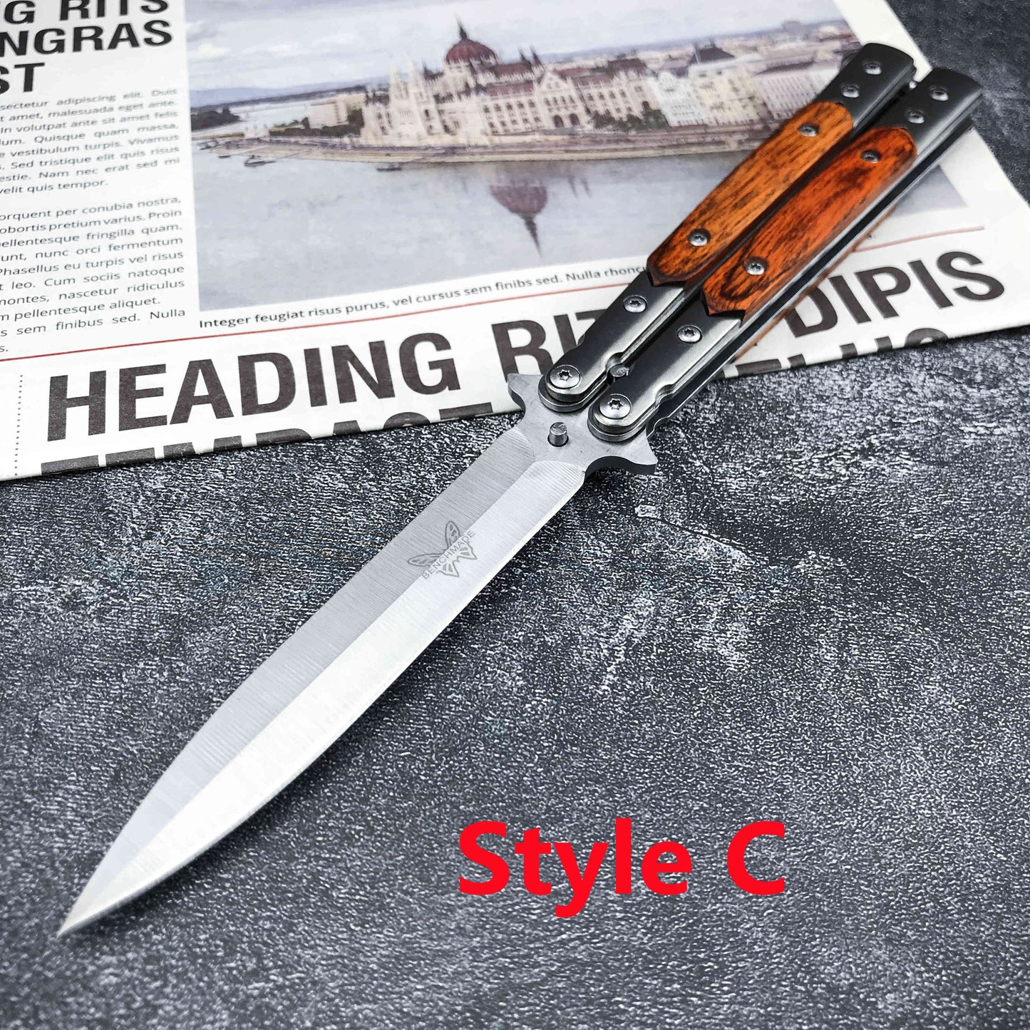 2021 NEW Handmade Sharp Razor Blade Tactical Butterfly Knives Trainer Flipping Balisong Practice Knife Tanto Wood Handle Outdoor Survival Combat Hunting Knife Christmas gift