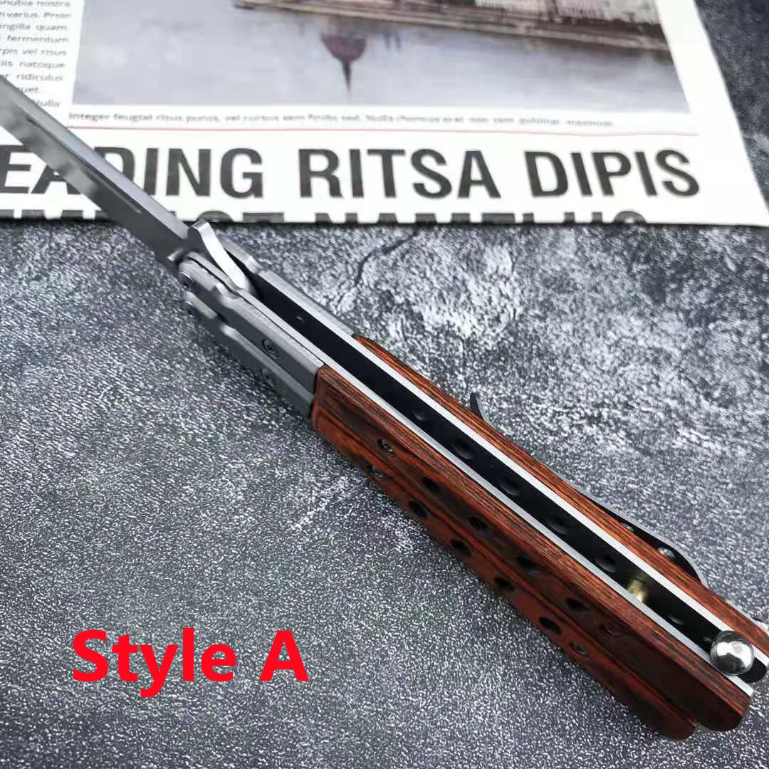 2021 NEW Handmade Sharp Razor Blade Tactical Butterfly Knives Trainer Flipping Balisong Practice Knife Tanto Wood Handle Outdoor Survival Combat Hunting Knife Christmas gift