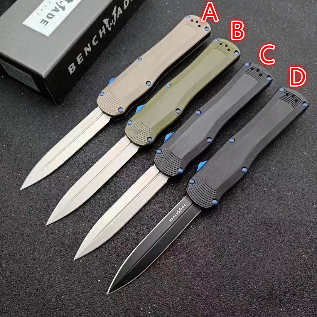 NEW Tactical Spring Knives Benchmade 3400 Autocrat AUTO OTF Knife 3.71 Inch Satin S30V Double Edge Dagger Blade, Black G10 Handles self defence Switchblade Knife Camping Hunting tools