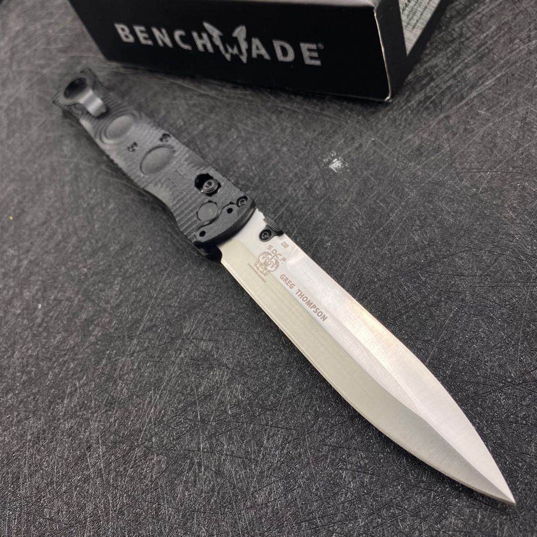 Benchmade 391BK Folding Tactical Knife 4.47"" D2 Black Handles Pocket Knife Black Cerakote Spear Point Plain Blade Gift