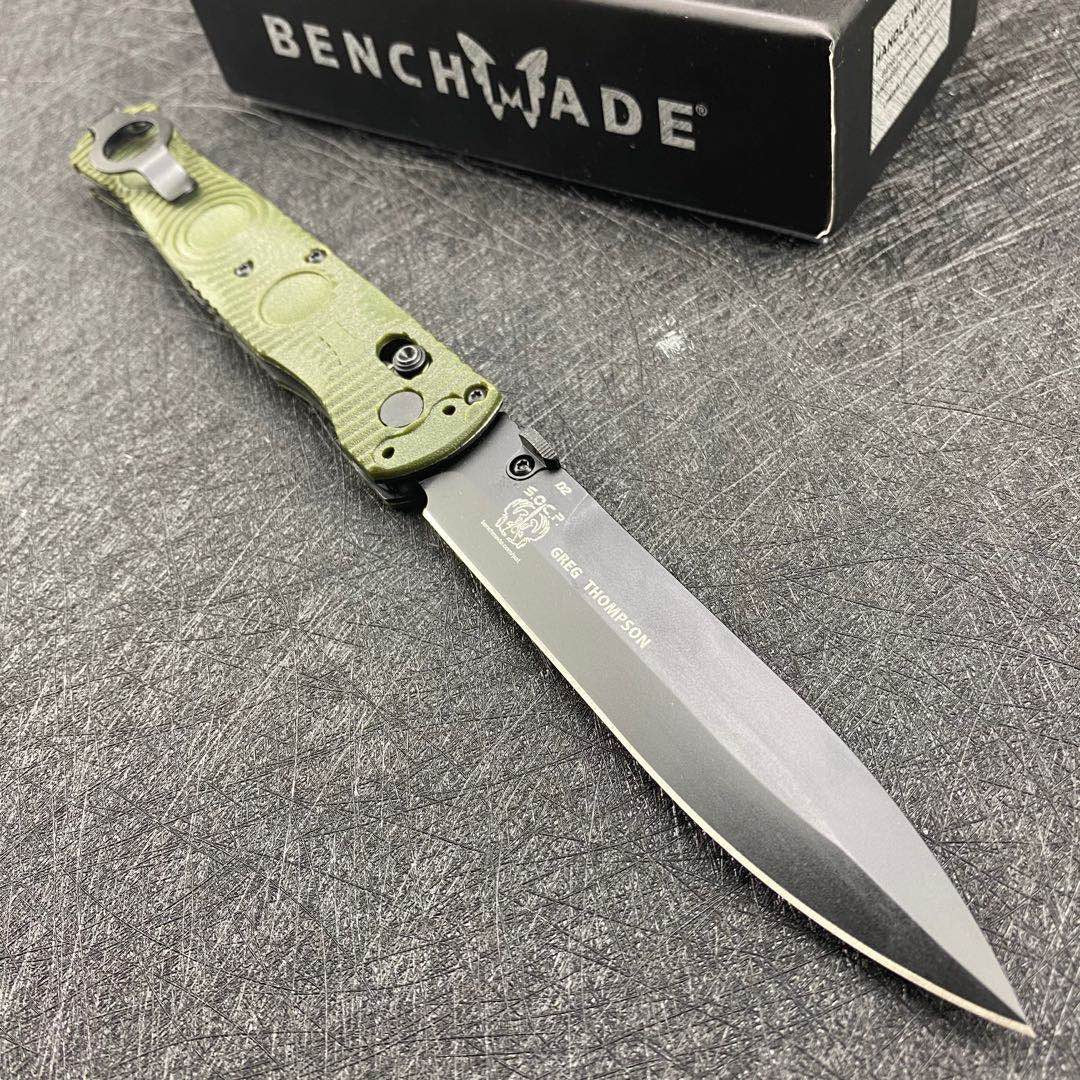 Benchmade 391BK Folding Tactical Knife 4.47"" D2 Black Handles Pocket Knife Black Cerakote Spear Point Plain Blade Gift