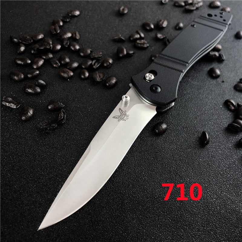 Benchmade Knives 710 McHenry & Williams 3.90" Satin D2 Plain Blade, G10 Handles ,Axis Lock- 710D2
