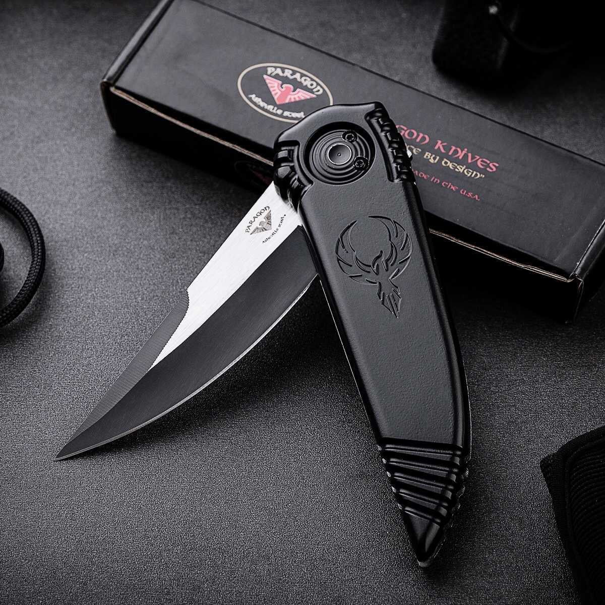PARAGOD Quick Open Pocket Knife Aluminium Handle Outdoor Hunting Folding Knives Multifuntion Tools Gift box