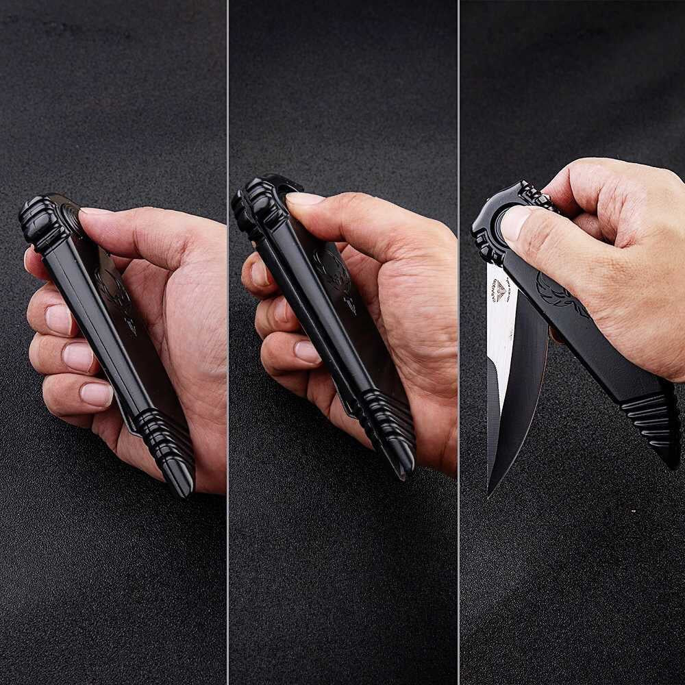 PARAGOD Quick Open Pocket Knife Aluminium Handle Outdoor Hunting Folding Knives Multifuntion Tools Gift box