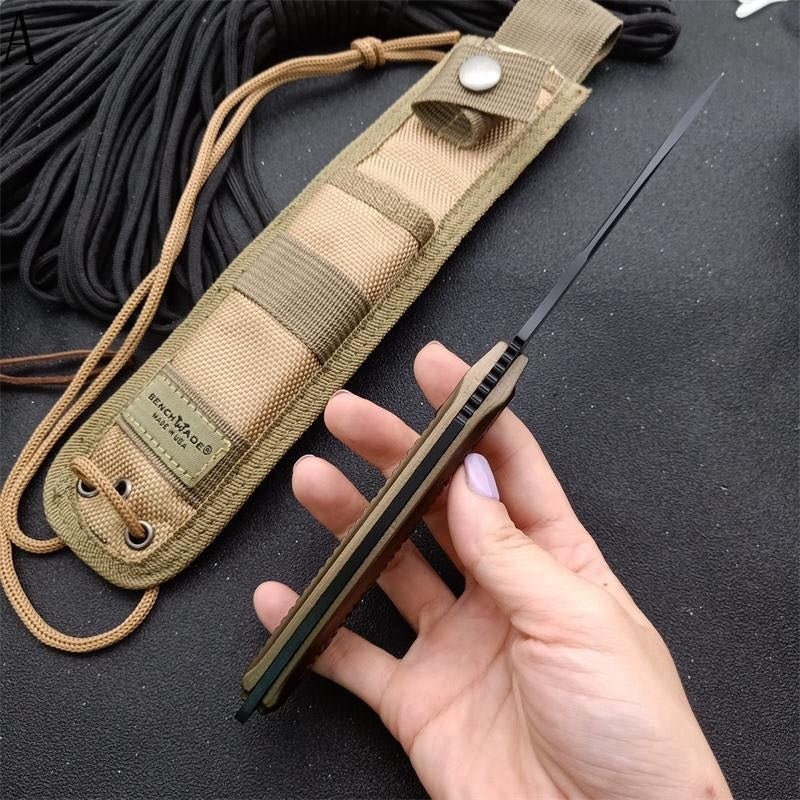8.8" BENCHMADE - Nimravus 140BK Knife Tactical Fixed Blade Hunting Knives Outdoor Camping Knives Multifunctional Survival Knives ABS Hilt Nylon Scabbard