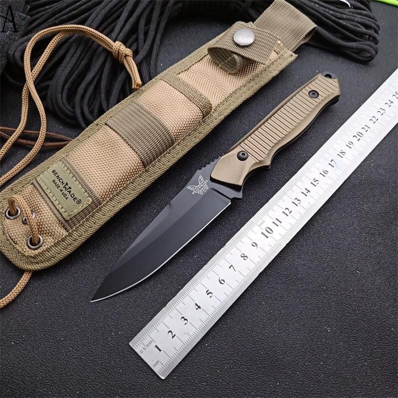 8.8" BENCHMADE - Nimravus 140BK Knife Tactical Fixed Blade Hunting Knives Outdoor Camping Knives Multifunctional Survival Knives ABS Hilt Nylon Scabbard